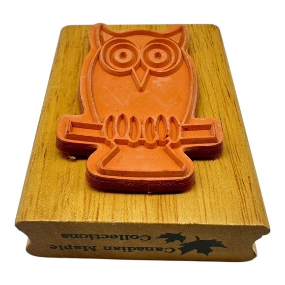 Owl on Branch Wood Mounted Rubber Stamp STPX3004 Canadian Maple Collections - Picture 4 of 5